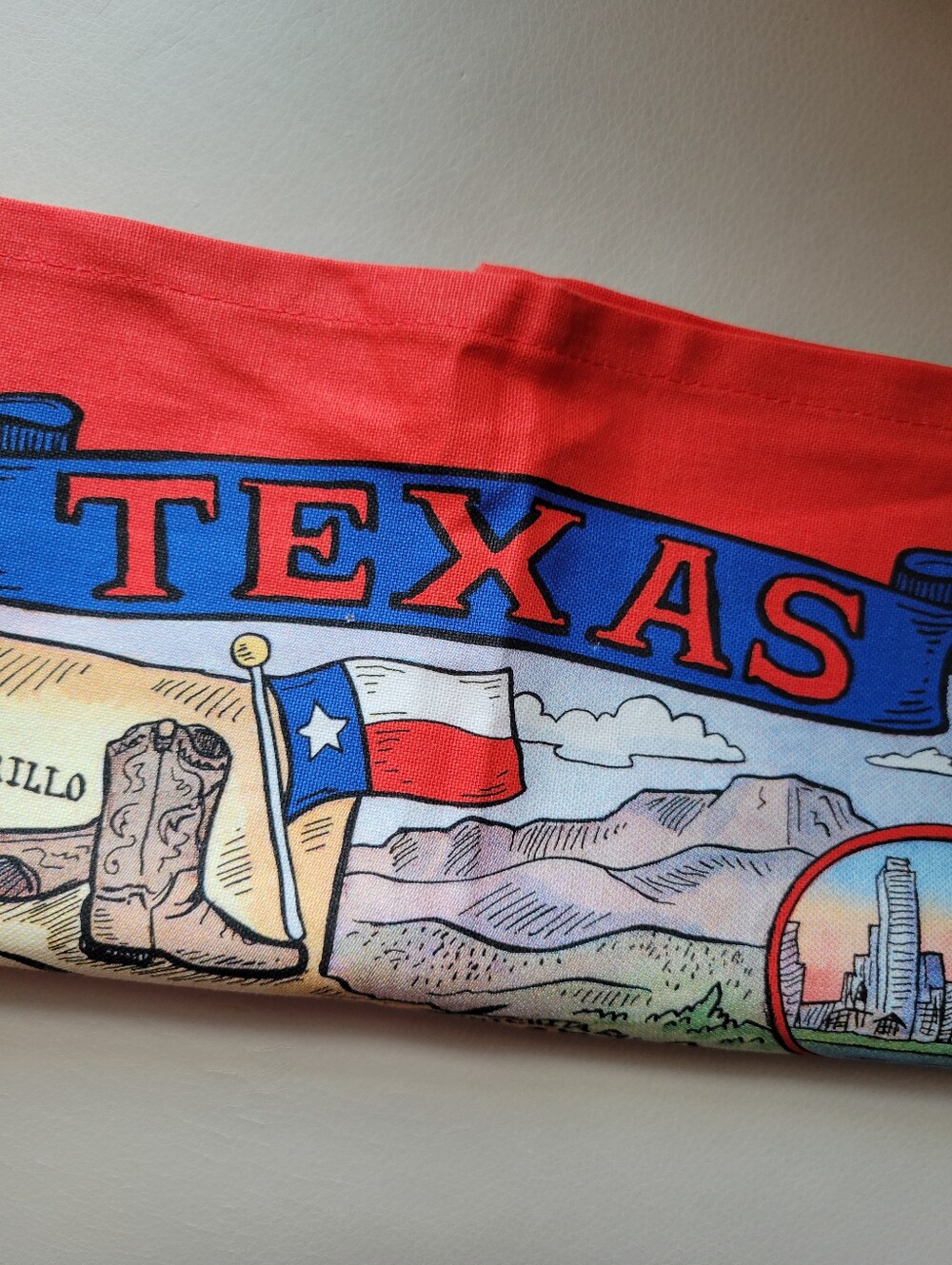 Texas Lone Star State Colorful Tea Towel Art by Carrie Wagner ~ NWOT